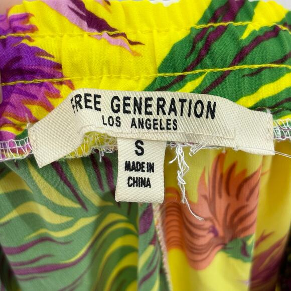 Free Generation High Low Skirt Women SMALL Yellow Tropical Summer Vacation - Picture 8 of 8